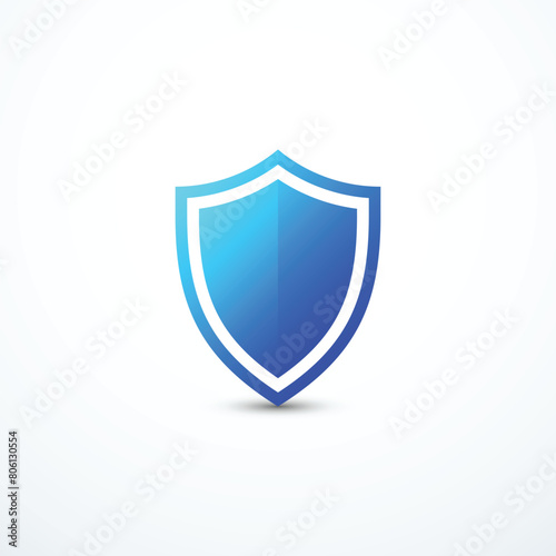 Blue shield icon. Vector illustration