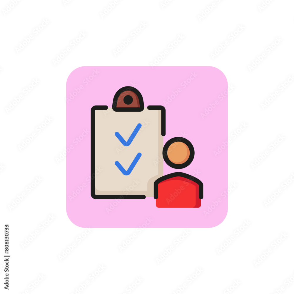 Icon of clipboard checklist Plan, optimization, document. Productivity concept. Can be used for topics like management, survey, efficiency Icon of clipboard checklist Plan, optimization, document. Productivity concept. Can be used for topics like management, survey, efficiency