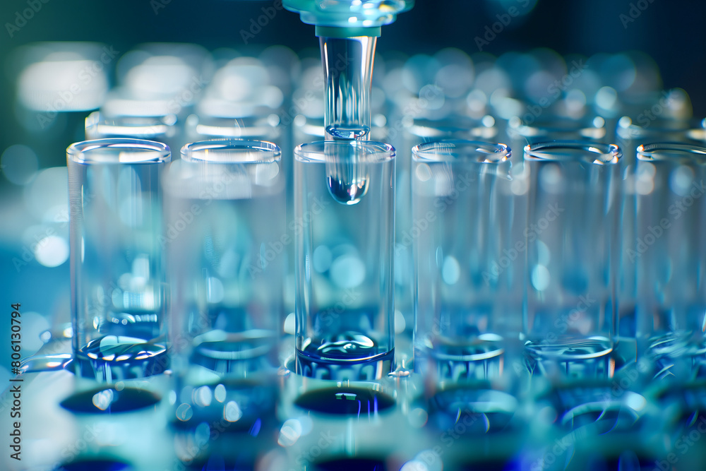 A closeup of dripping liquid from pipette into test tube in laboratory. Shallow depth of field A closeup of dripping liquid from pipette into test tube in laboratory. Shallow depth of field