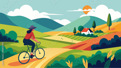 Riding a bike through rolling hills stopping to take in the breathtaking views and chat with locals..