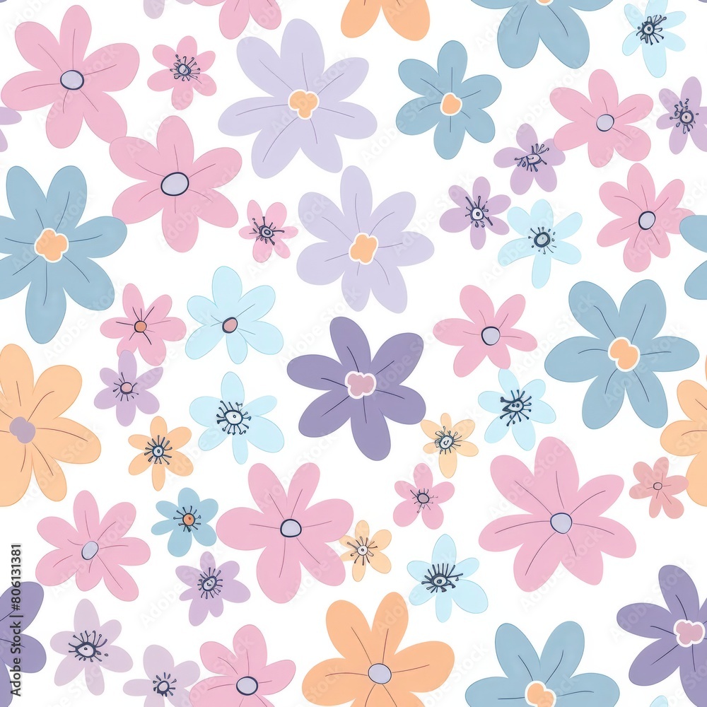 Pastel floral vector pattern seamless background repeat
