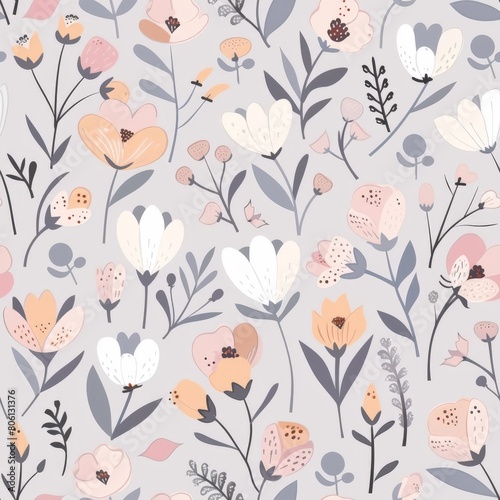 Pastel floral vector pattern seamless background repeat 