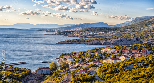 Seascape near Klenovica, Croatie - Aerial View of Waterfront Small Town photo