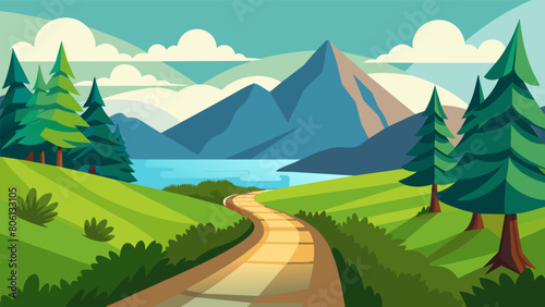A virtual replica of your favorite outdoor hiking trail where you can experience the sights and sounds of nature while getting a cardio workout.. Vector illustration