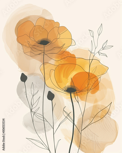 Abstract and minimalist illustrations with floral outlines © Olivia