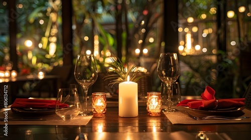 Elegant Dining Experience with Warm Candle lit Ambiance and Inviting Table Setting