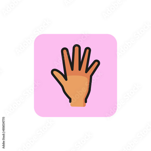 Open hand line icon. Palm, arm, help. Gesturing concept. Can be used for topics like assistance, charity, deaf language.