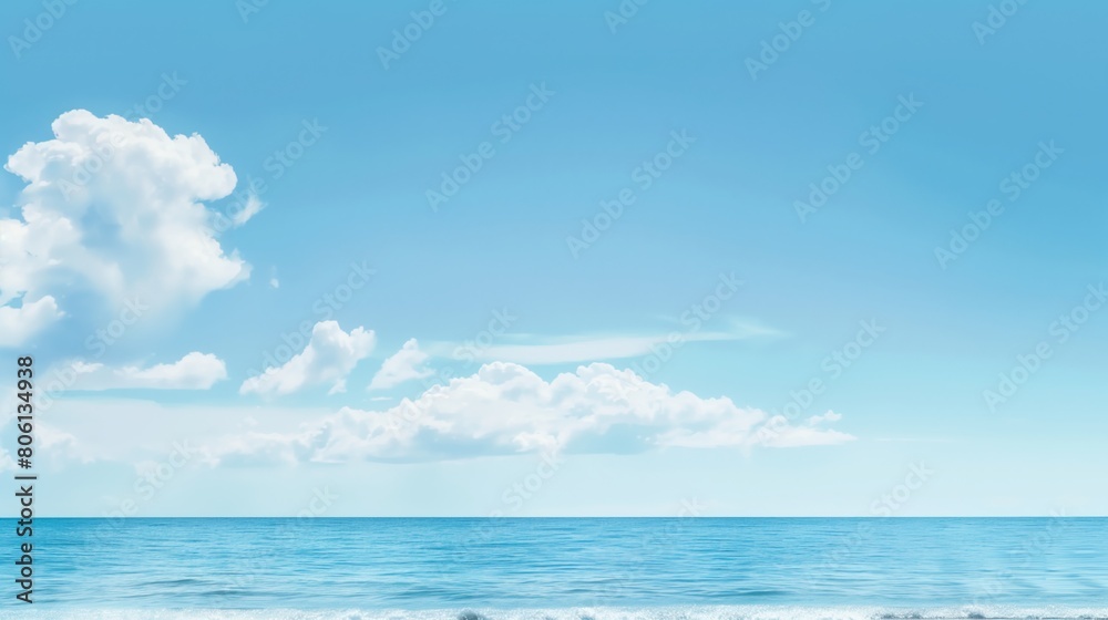 Serene Ocean and Blue Sky Background