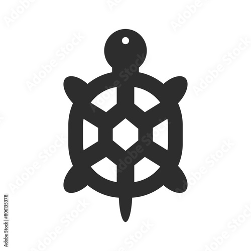Vector design for earring, pendant or keychain with turtle shape. Jewelry silhouette laser cut template. Cnc cutting with metal, wood or leather. Hanging bijouterie