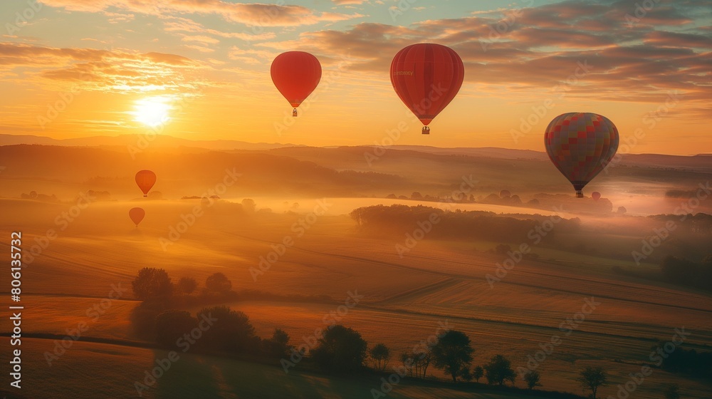 hot air balloons ultra view over the mountain and clouds hot air balloons ultra view over the mountain and clouds