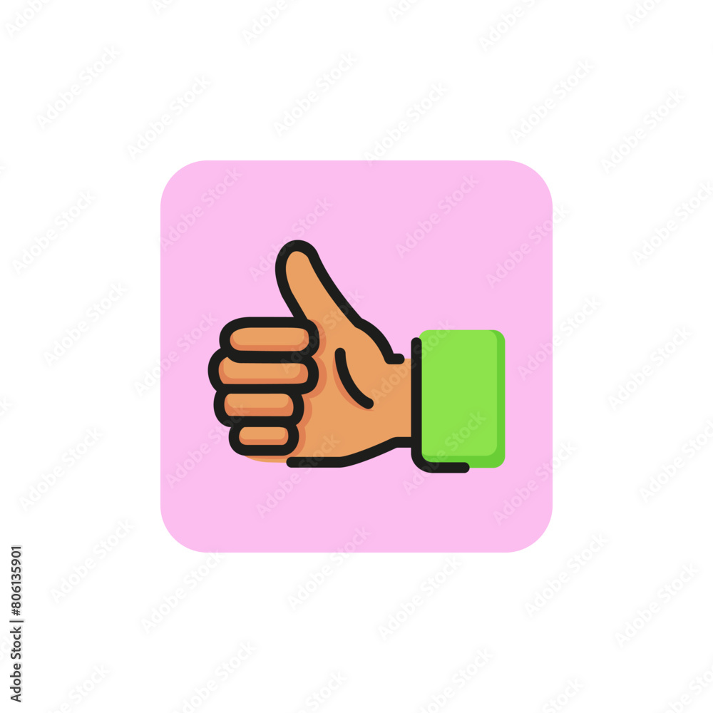 Thumb up line icon. Like, approval, hand. Gesture concept. Can be used for topics like social network, mobile app, website.