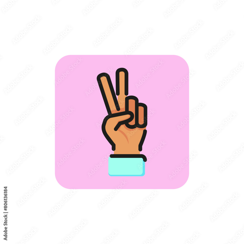 Victory sign line icon. Winning, peace, hand. Gesturing concept. Can be used for topics like social network, mobile app, website. Victory sign line icon. Winning, peace, hand. Gesturing concept. Can be used for topics like social network, mobile app, website.