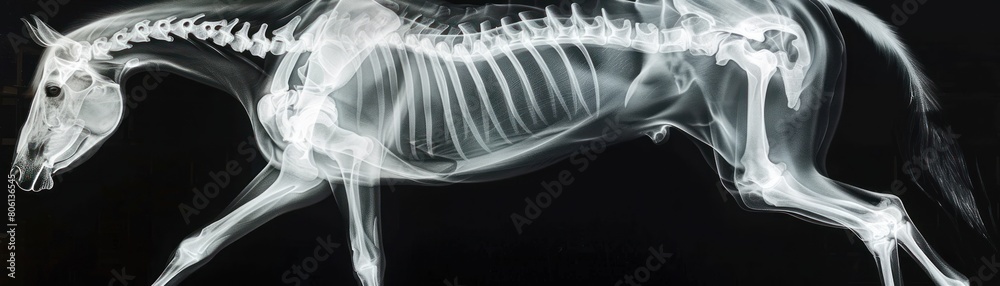 Xray of a horses leg focusing on bone structure and joints. Stock ...