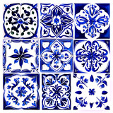 A collection of hand-painted ceramic tiles Transparent Background Images 