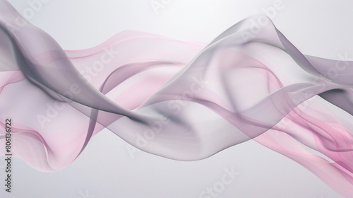 A gentle flow of smoke in pale pink and soft gray, elegantly drifting like silk ribbons in the air.