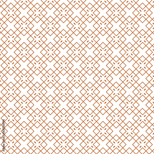 Golden vector geometric seamless pattern. Stylish texture with floral silhouettes diamond shape, grid. Elegant gold and white minimal background. 