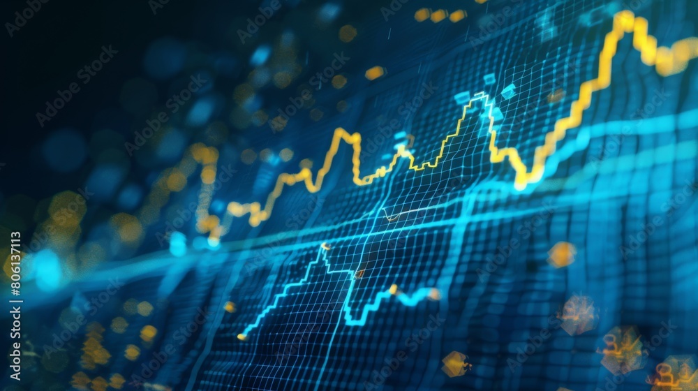 A line graph depicting stock market trends, with fluctuating lines representing the dynamic nature of investments. A line graph depicting stock market trends, with fluctuating lines representing the dynamic nature of investments.