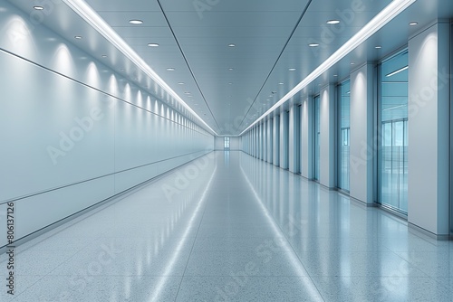 Futuristic corridor in modern design building