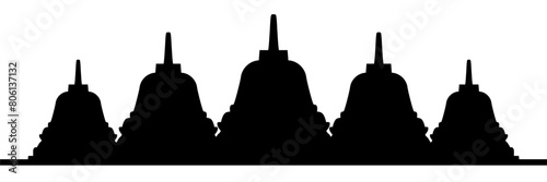 Silhouette illustration of temple stupa for Vesak day of vector photo