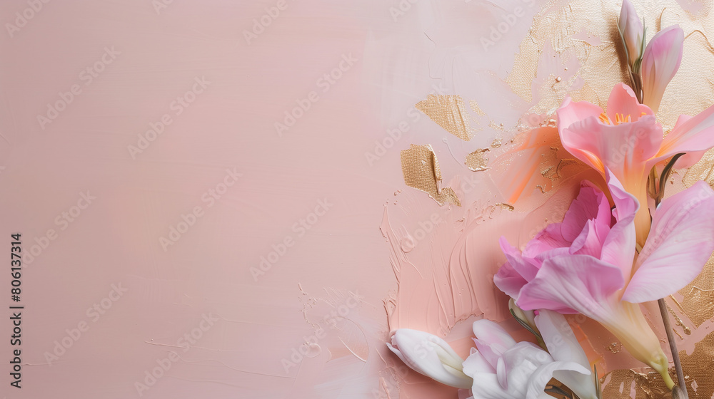 Soft Pink Lilies on a Gentle Textured Pastel Background