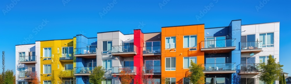 Bay Window Beauty: Exterior of Residential Complex Enhanced by Colorful Bay Windows