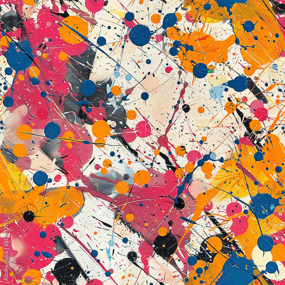 Abstract Splatter Painting Pattern, Seamless Pattern