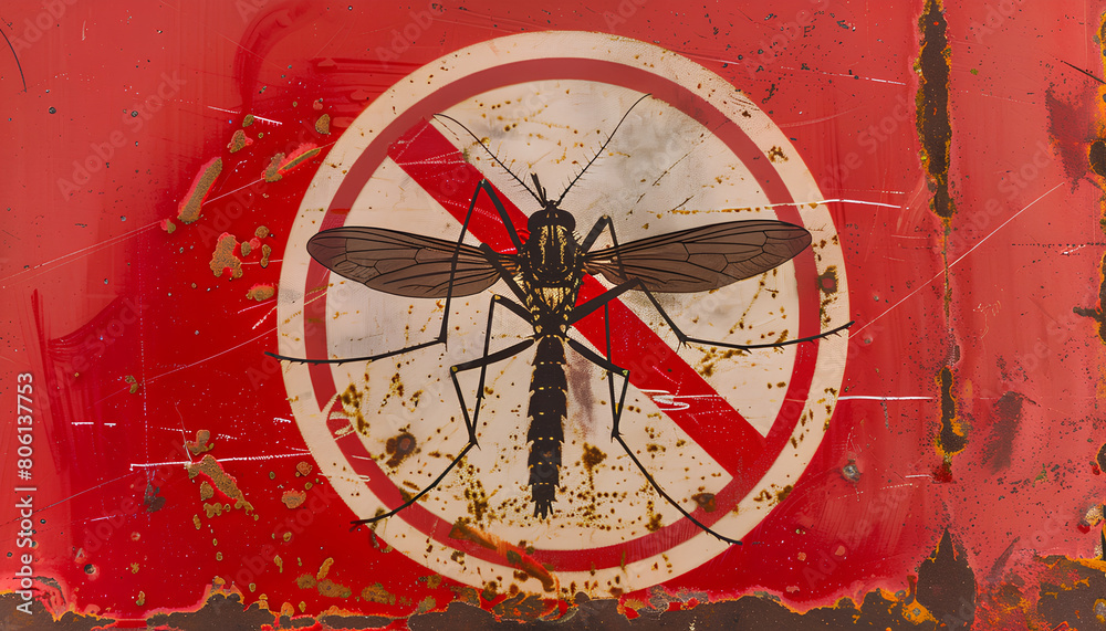 Anti mosquito sign on red background Anti mosquito sign on red background