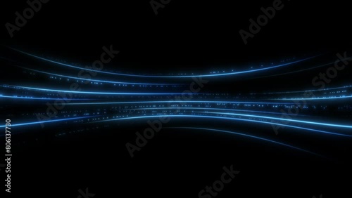 Infinitely looping fast moving virtual information technology blue beam, alpha channel