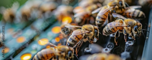 Modern apiary with electronic bee monitoring equipment