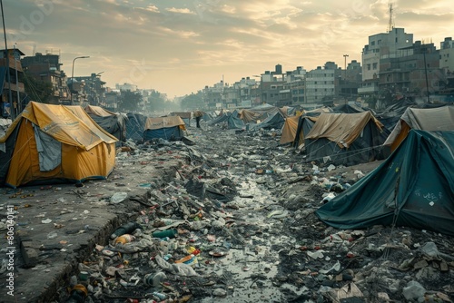 In the aftermath of the earthquake, the streets are littered with debris and the buildings are in ruins. The people are left homeless.