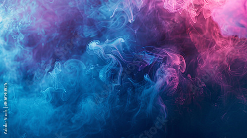 Delicate plumes of smoke in deep blue, accented with a neon magenta light texture that gives it a vibrant, otherworldly appearance.