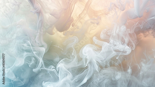 Delicate tendrils of smoke in soft pastels, curling and twisting against a muted canvas for a gentle, dreamy effect.