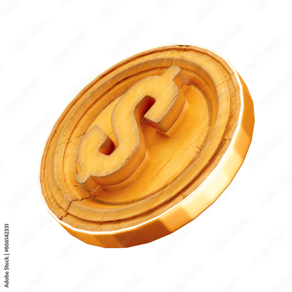 3D Wooden Coin with Rustic Gold Finish for Agro Agriculture in São João June Festival with Transparent Background 3D Wooden Coin with Rustic Gold Finish for Agro Agriculture in São João June Festival with Transparent Background