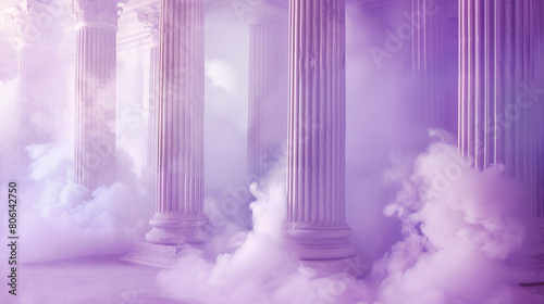 Smoke gently rising in columns of soft purple and creamy white  suggesting the quiet majesty of ancient columns.