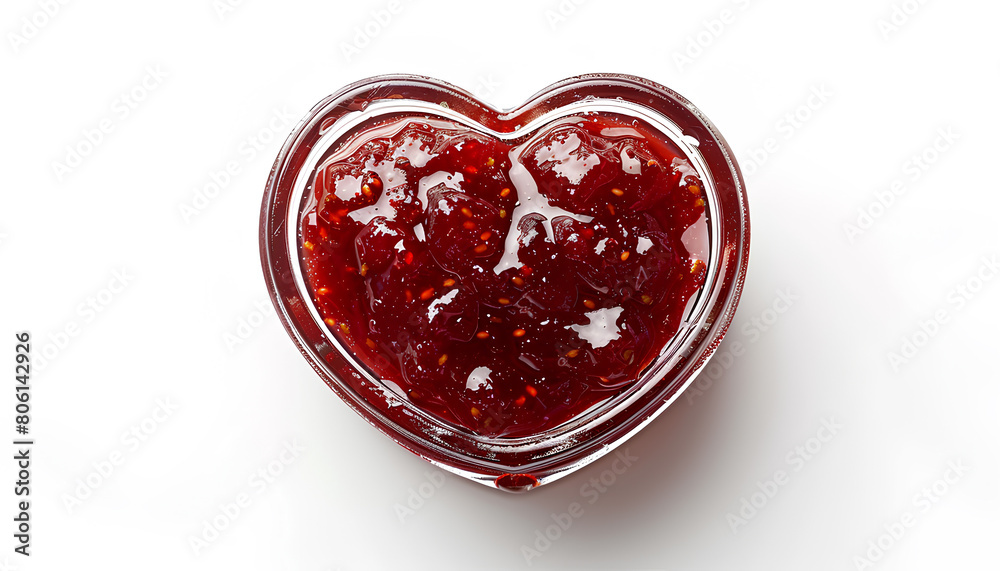 Heart made of sweet strawberry jam on white background Heart made of sweet strawberry jam on white background