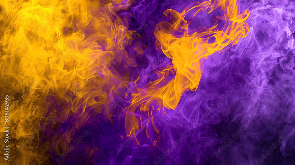 Smoke in a striking pattern of bright yellow and deep purple, offering a bold contrast that captures the essence of abstract expressionism. Smoke in a striking pattern of bright yellow and deep purple, offering a bold contrast that captures the essence of abstract expressionism.
