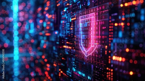 Wallpaper Mural Immerse yourself in the world of cybersecurity with a visually compelling depiction featuring a digital shield emblem surrounded  Torontodigital.ca