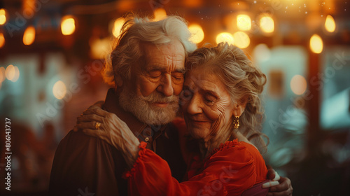 Elderly couple embracing each other. Generative AI