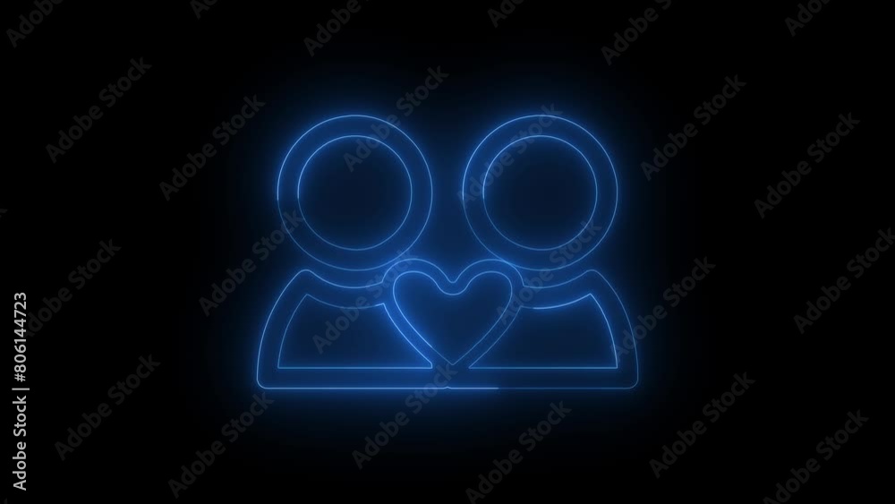Vector Two Hearts, Love Symbol, Glowing Neon Illustration Isolated on Dark Background. Vector Two Hearts, Love Symbol, Glowing Neon Illustration Isolated on Dark Background.