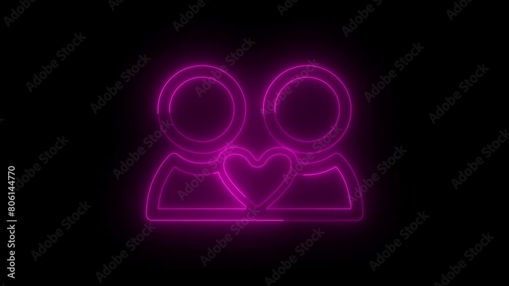 Vector Two Hearts, Love Symbol, Glowing Neon Illustration Isolated on Dark Background. Vector Two Hearts, Love Symbol, Glowing Neon Illustration Isolated on Dark Background.