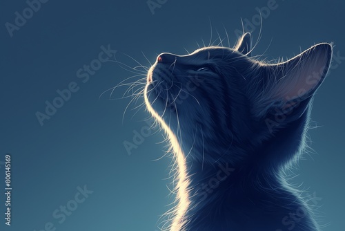 Portrait of a cat  profile view  dark background  high contrast