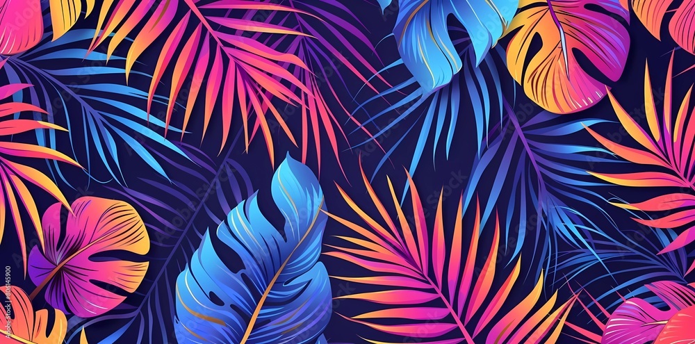 Tropical seamless pattern with palm tree leaves. Hand drawn floral background. Tropical seamless pattern with palm tree leaves. Hand drawn floral background.
