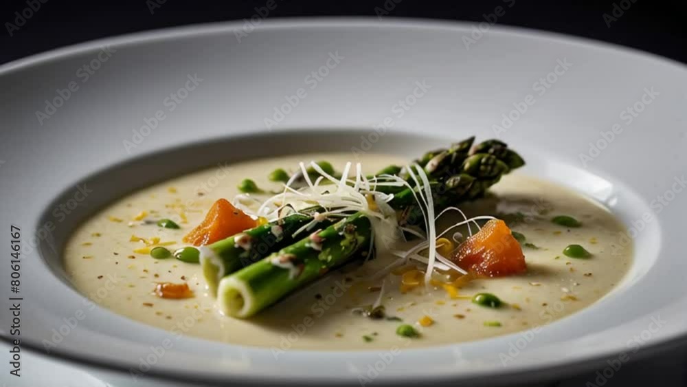 cream soup with asparagus, parmesan cheese cream soup with asparagus, parmesan cheese