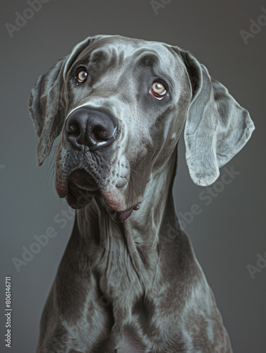 Soulful Eyes of a Grey Dog in Close-Up