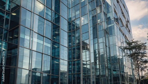 Blurred glass wall of modern business office building