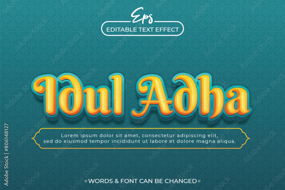 Obraz premium Idul adha editable text effect
