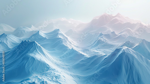 A mountain range covered in snow with a blue sky in the background © ART IS AN EXPLOSION.