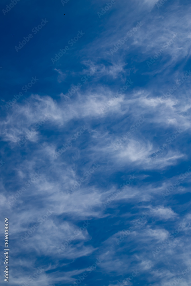 Fototapeta premium Blue sky with a few clouds background.