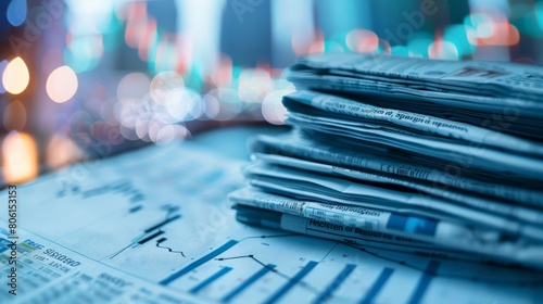 A stack of financial newspapers with stock market data headlines, symbolizing the importance of staying informed for investment decisions.