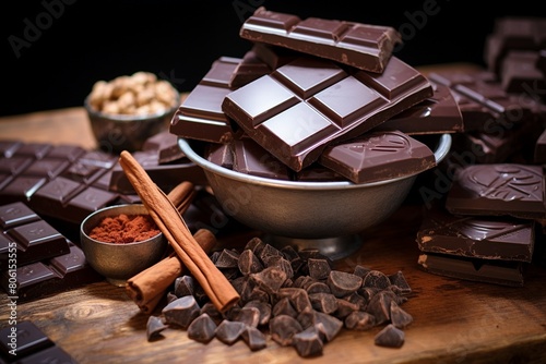 Chocolate bar pieces. Making craft chocolate